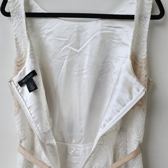 White House Black Market Lace Fit and Flare Dress Cream Champagne Tan Size 14 - Picture 6 of 14